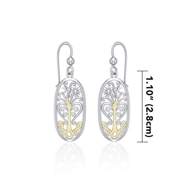Worthy of the Golden Tree of Life ~ 14k Gold accent and Sterling Silver Jewelry Earrings TEV2795 - Jewelry